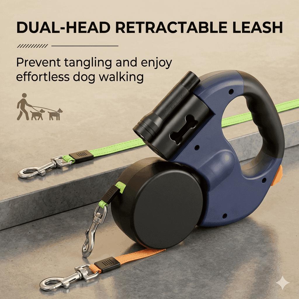 360° Swivel Dual Retractable Leash