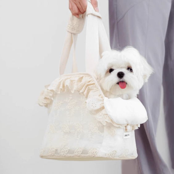 Lace Mesh Pet Carrier Bag - Stylish Dog Tote