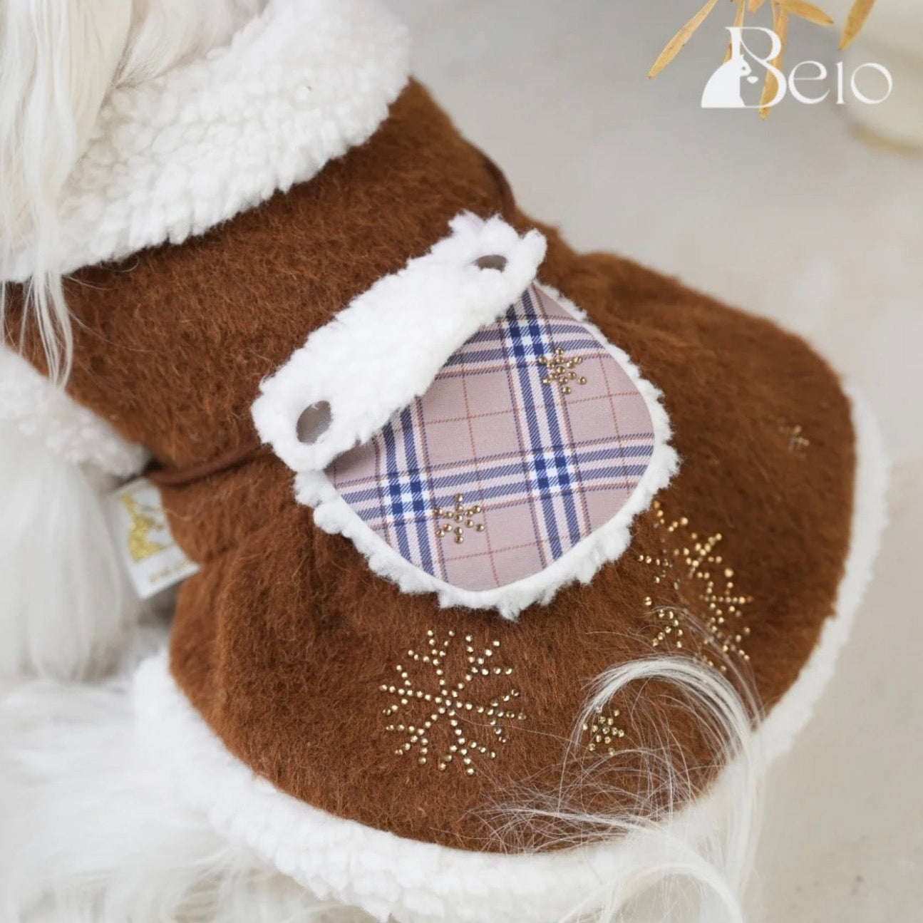 Vintage Snowflake Dog Coat & Dress Set – Elegant Outfit for Pets