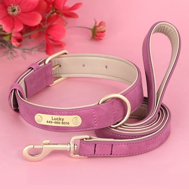 Adjustable No - Pull Double - Layer Leather Dog Collar - PIKAPIKA