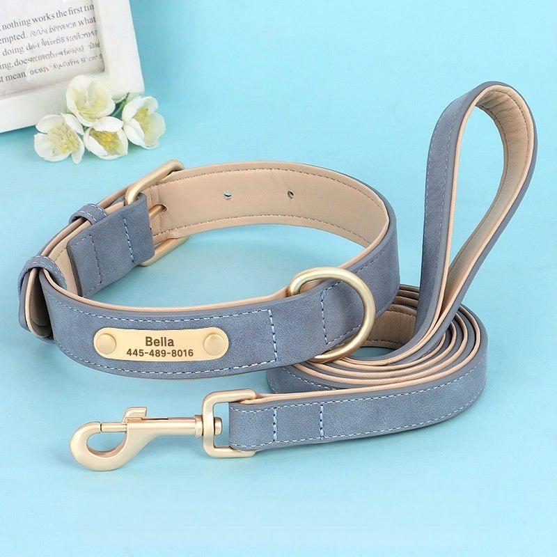 Adjustable No - Pull Double - Layer Leather Dog Collar - PIKAPIKA