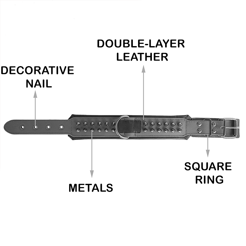 Anti - Bite Studded Leather Collar Spiked Pet Neck Strap - PIKAPIKA