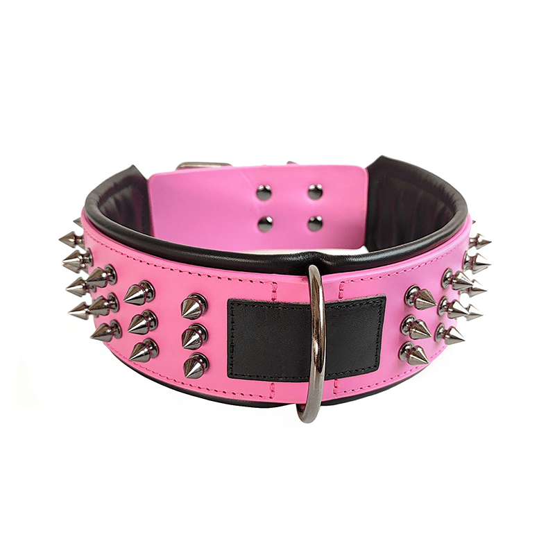 Anti - Bite Studded Leather Collar Spiked Pet Neck Strap - PIKAPIKA