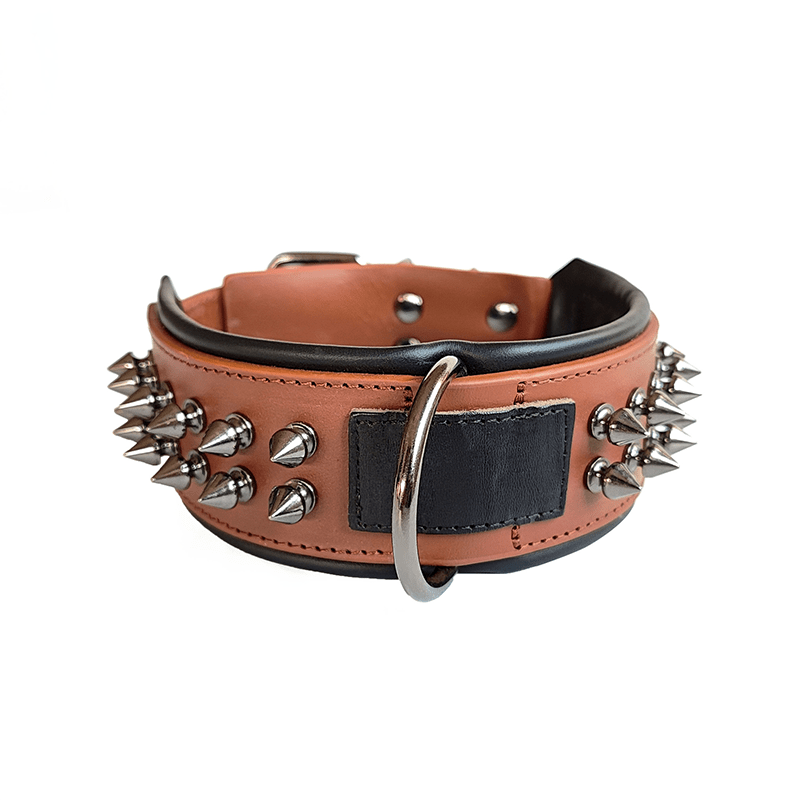 Anti - Bite Studded Leather Collar Spiked Pet Neck Strap - PIKAPIKA