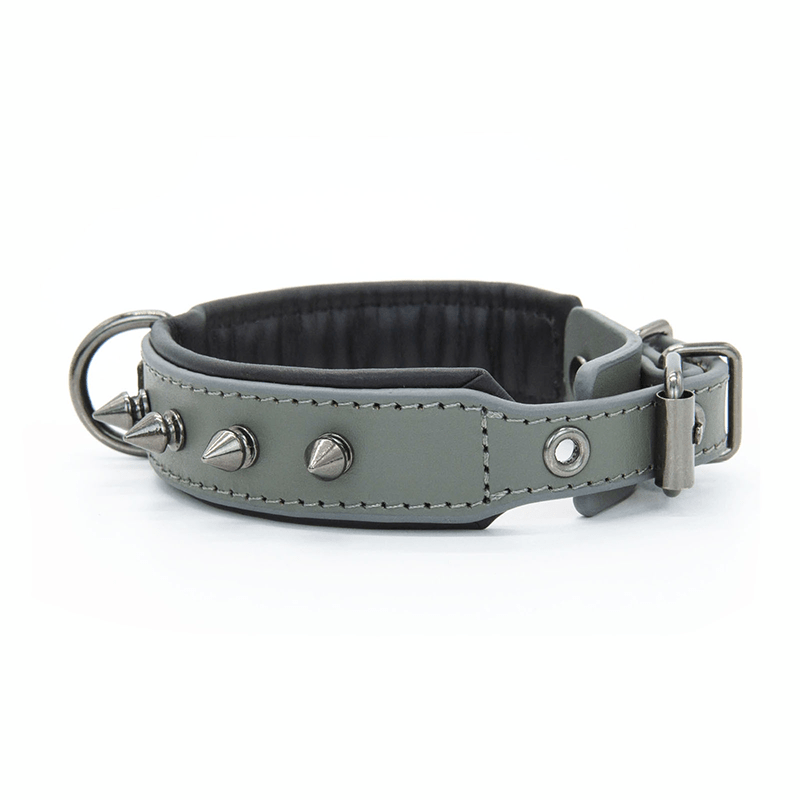 Anti - Bite Studded Leather Collar Spiked Pet Neck Strap - PIKAPIKA