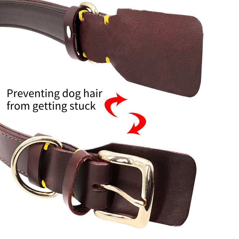 Anti - pull Leather Dog Collar Leashes Set Adjustable Personalized Name - PIKAPIKA
