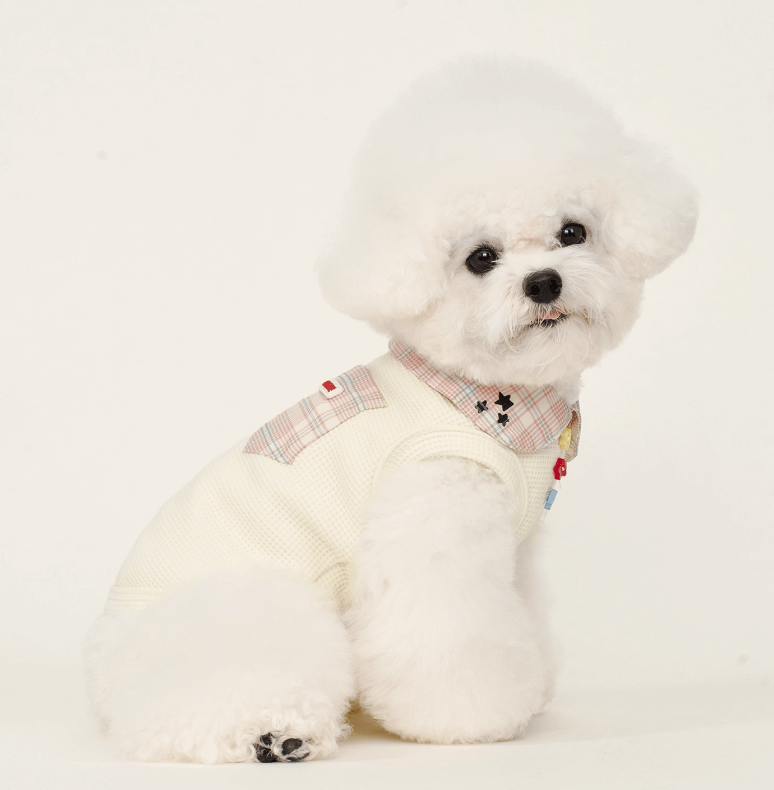 Pet sweatshirt Collared Vest Knit Cotton Blue Size XXS-XL