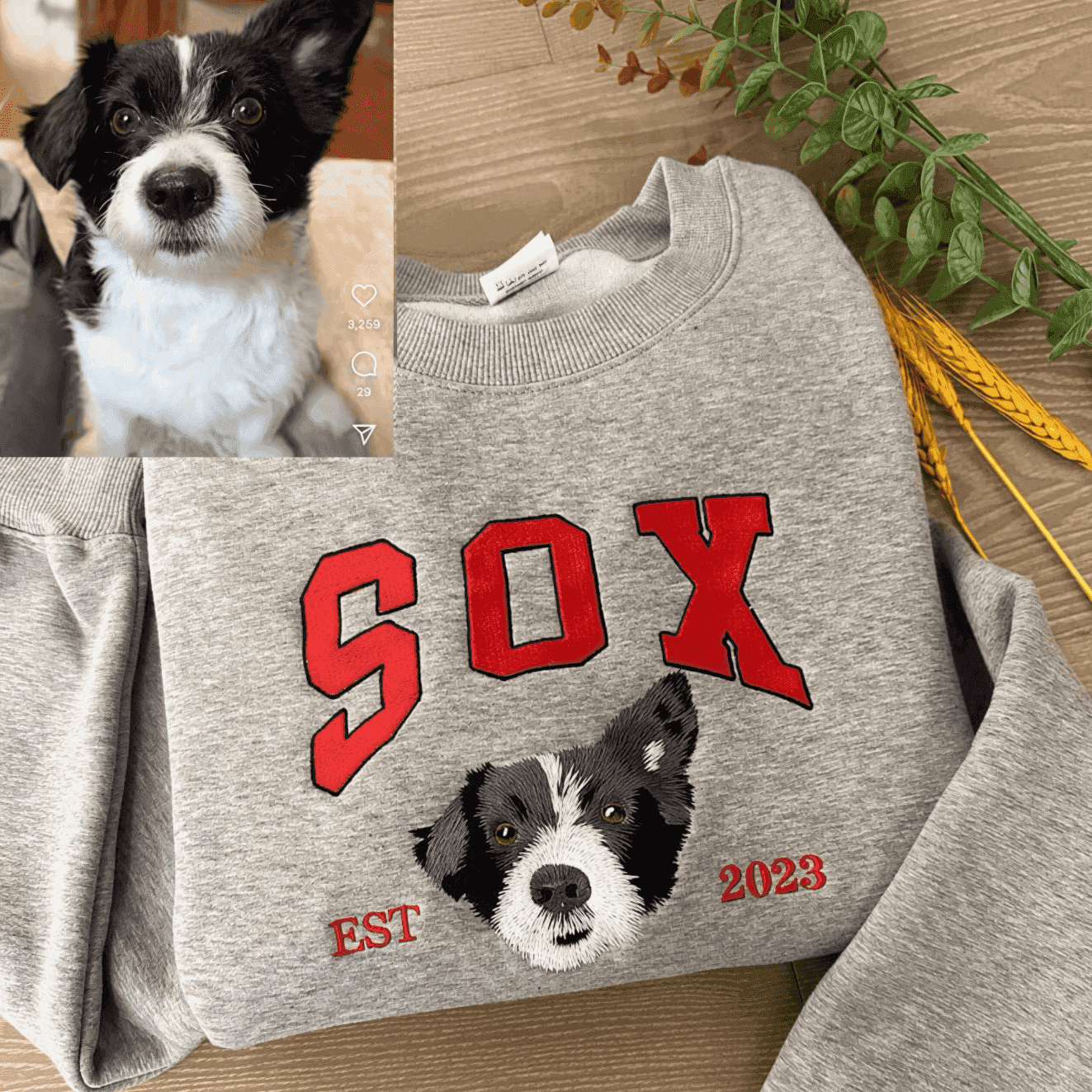 Personalized Embroidered Pet Face and Name Est Sweatshirt