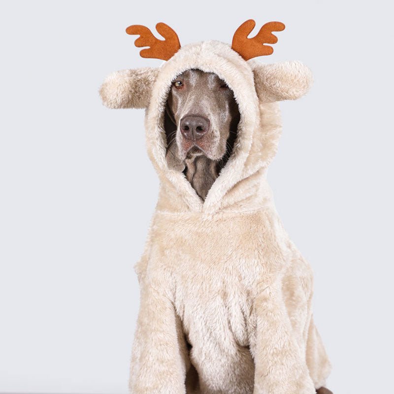 Big Dog Clothing Christmas Elk Shape Coral Fleece Hoodie - PIKAPIKA
