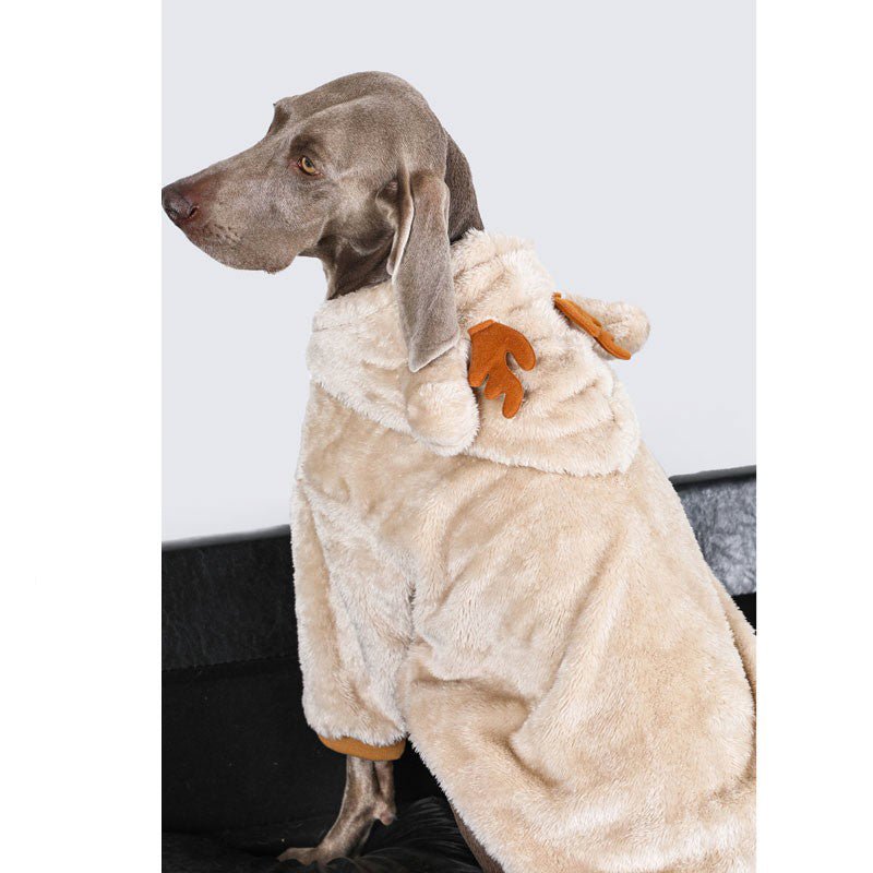 Big Dog Clothing Christmas Elk Shape Coral Fleece Hoodie - PIKAPIKA