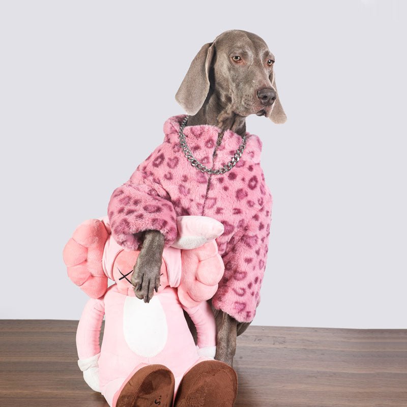 Big Dog Clothing Faux Fur Jacket Leopard Print Winter Coat - PIKAPIKA