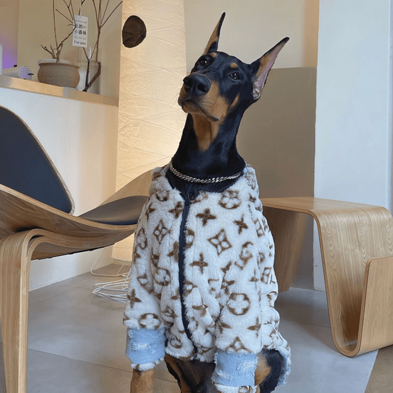 Big Dog Jacket Faux Fur Denim Zip Coat Warm Winter Clothes - PIKAPIKA