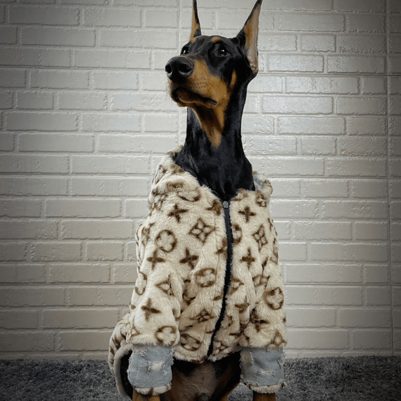 Big Dog Jacket Faux Fur Denim Zip Coat Warm Winter Clothes - PIKAPIKA