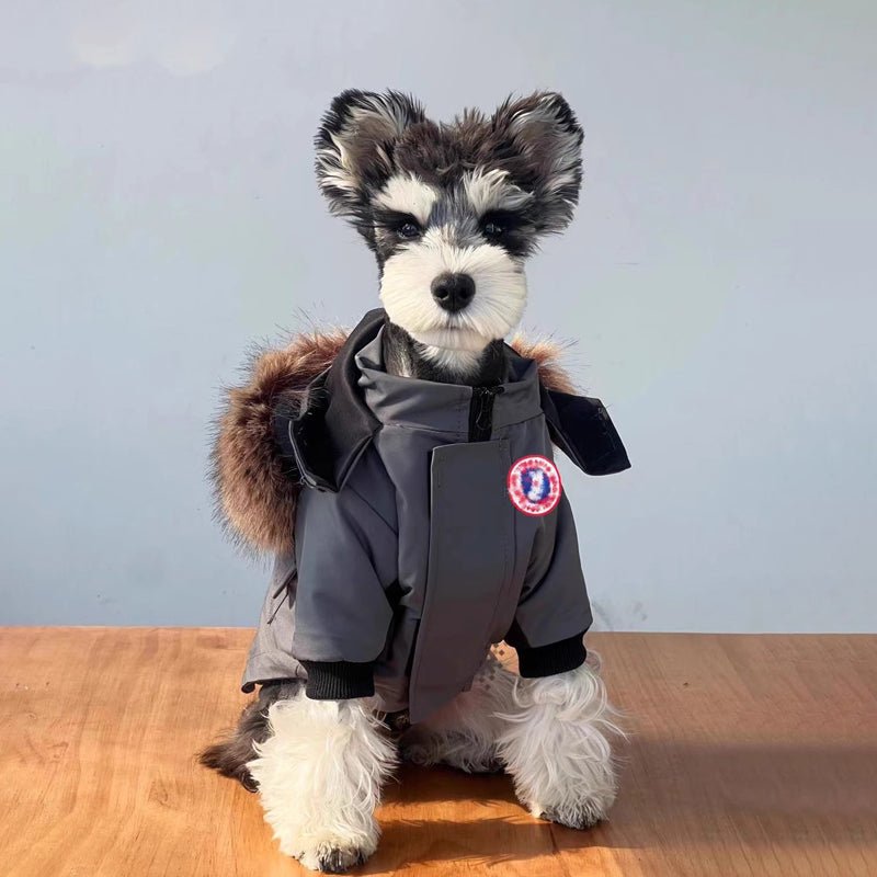 Big Dog Jacket Large Size Dog Clothes Snowsuits with Faux Fur Hat - PIKAPIKA