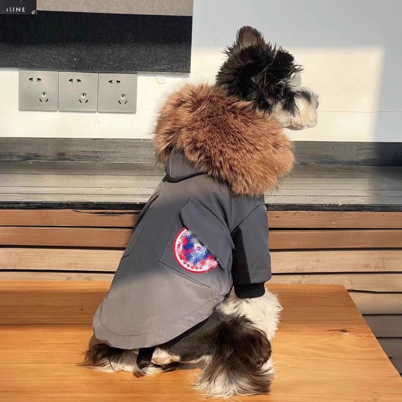 Big Dog Jacket Large Size Dog Clothes Snowsuits with Faux Fur Hat - PIKAPIKA
