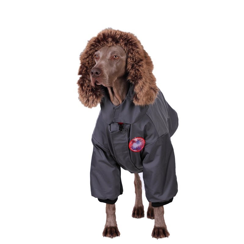 Big Dog Jacket Large Size Dog Clothes Snowsuits with Faux Fur Hat - PIKAPIKA