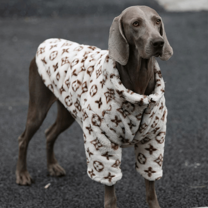 Big Dog Jacket Zip Warm Faux Fur Coat Luxury Clothes - PIKAPIKA