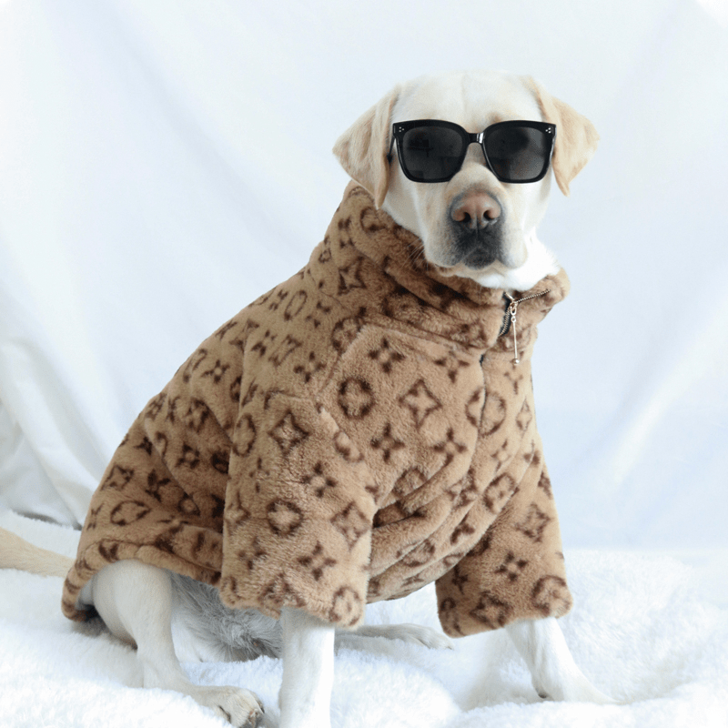 Big Dog Jacket Zip Warm Faux Fur Coat Luxury Clothes - PIKAPIKA