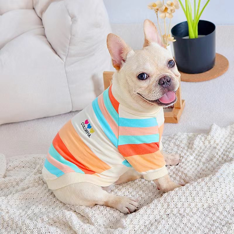 Bulldog Dog Clothes Stripe Shirts - PIKAPIKA