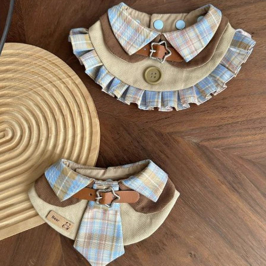 Pet Bib Drool Bandana Dress Style Collar Gray Size S-XXL