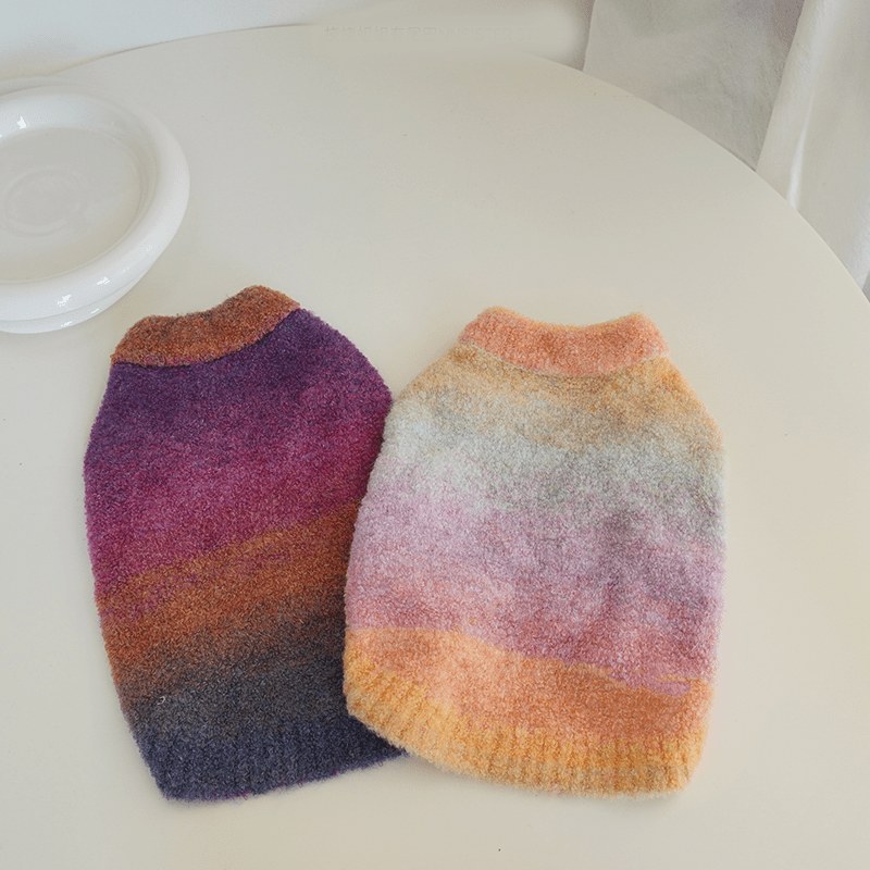 Cat Sweater Rainbow Knitwear Warm Pet Clothes - PIKAPIKA