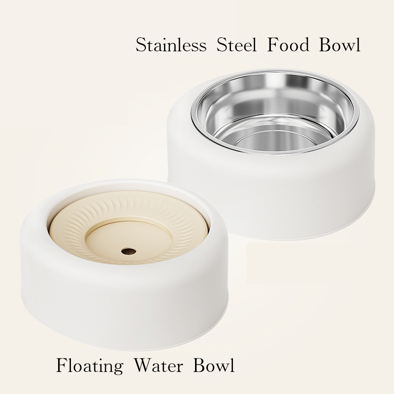 Cat Water Fountain Floating No - Spill Dog Stainless Steel Bowl Set - PIKAPIKA
