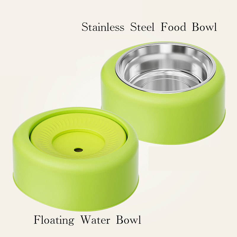 Cat Water Fountain Floating No - Spill Dog Stainless Steel Bowl Set - PIKAPIKA