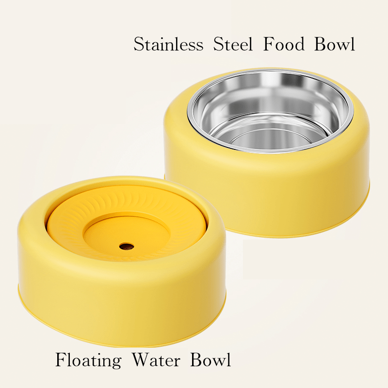 Cat Water Fountain Floating No - Spill Dog Stainless Steel Bowl Set - PIKAPIKA