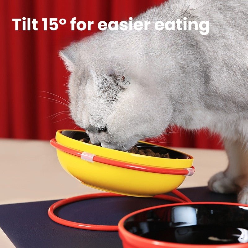 Ceramic Dog Food Water Bowl With Holder Neck - Friendly - PIKAPIKA