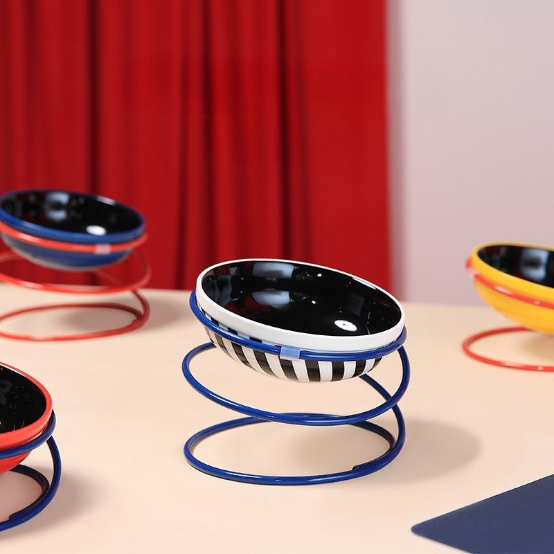 Ceramic Dog Food Water Bowl With Holder Neck - Friendly - PIKAPIKA