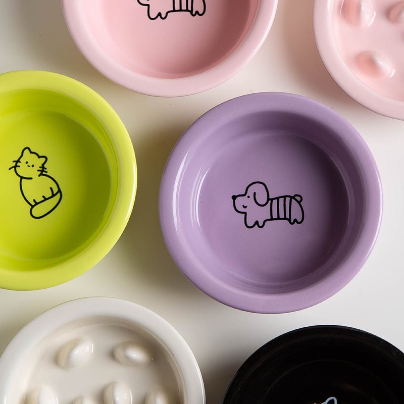 Ceramic Pet Food Bowl Dog Water Bowl With Acrylic Holder - PIKAPIKA