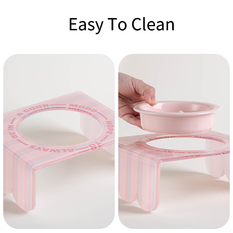 Ceramic Pet Food Bowl Dog Water Bowl With Acrylic Holder - PIKAPIKA