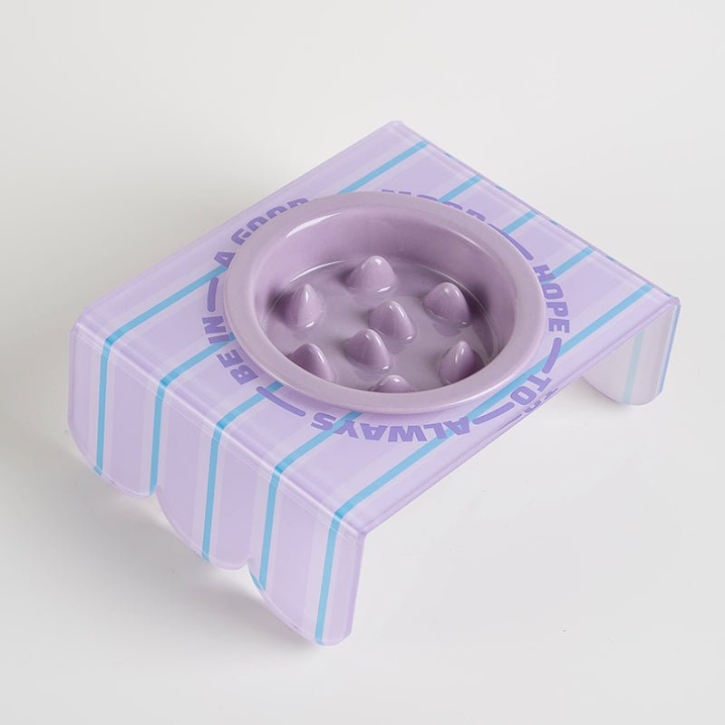 Ceramic Pet Slow Feeder Bowl Dog Food Bowl With Acrylic Holder - PIKAPIKA