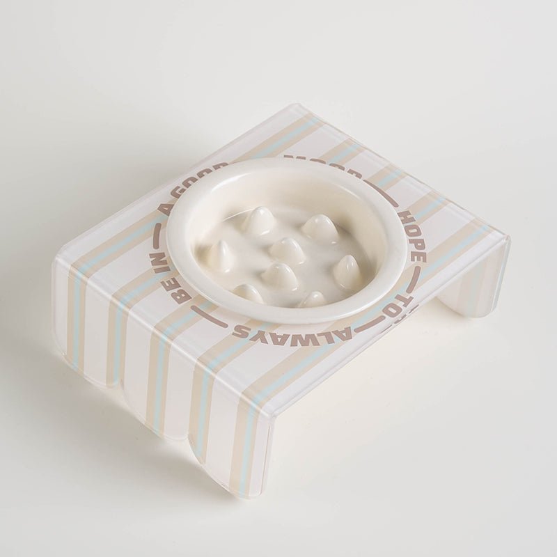 Ceramic Pet Slow Feeder Bowl Dog Food Bowl With Acrylic Holder - PIKAPIKA