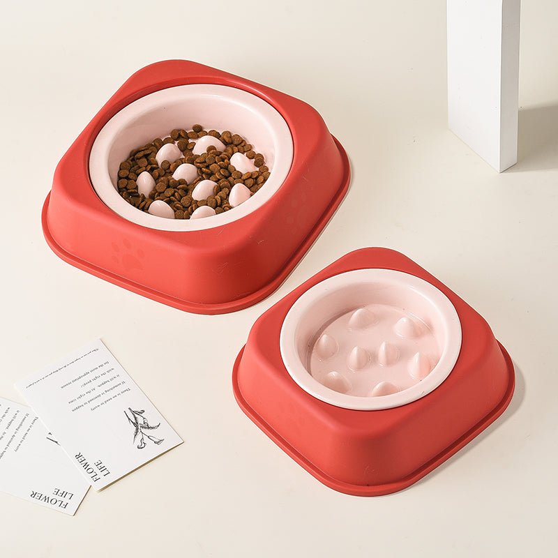 Ceramic Slow Feeder Dog Feeding Bowls With Detachable Stand - PIKAPIKA