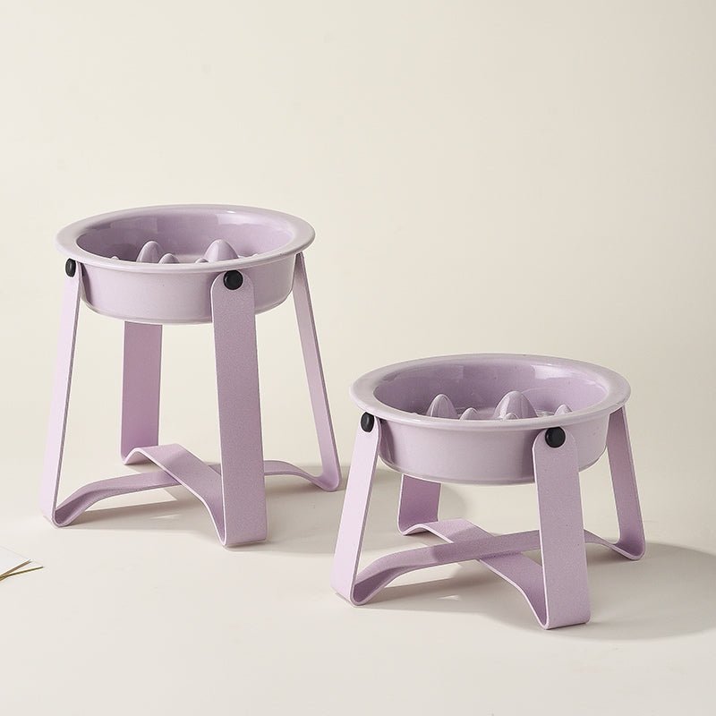 Ceramic Slow Feeder Pet Feeding Bowls With Holder - PIKAPIKA
