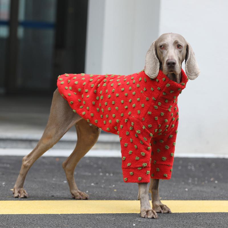 Christmas Big Dog Fleece Shirts Large Size Dog Clothes with Hat - PIKAPIKA
