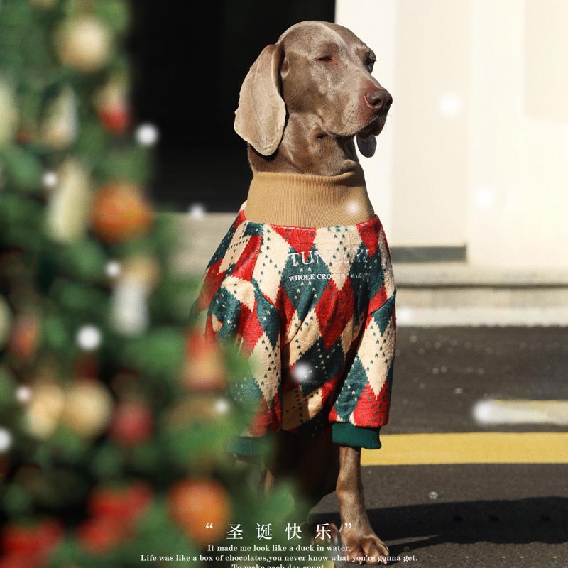Christmas Big Dog Sweatshirts Large Size Clothes Diamond Patterned - PIKAPIKA