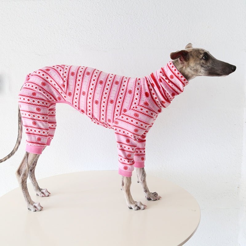 Christmas Pink Onesie for Italian Greyhound Whippet Dog Clothes - PIKAPIKA