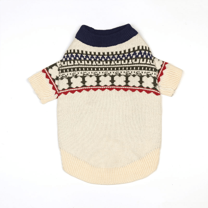 Christmas Sweater Holiday Festival Dog Clothes Beige - PIKAPIKA