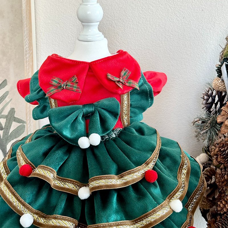 Christmas Velvet Cat Dress Cute Costume Cat Clothes - PIKAPIKA