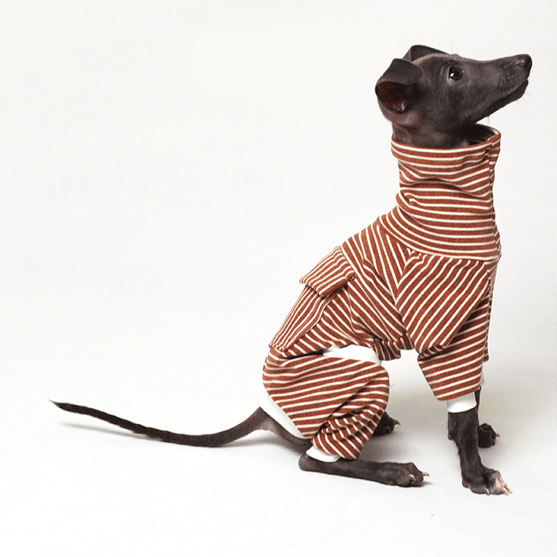Cotton Turtleneck Dog Onesies Stripe Italian greyhound Whippet Clothes - PIKAPIKA