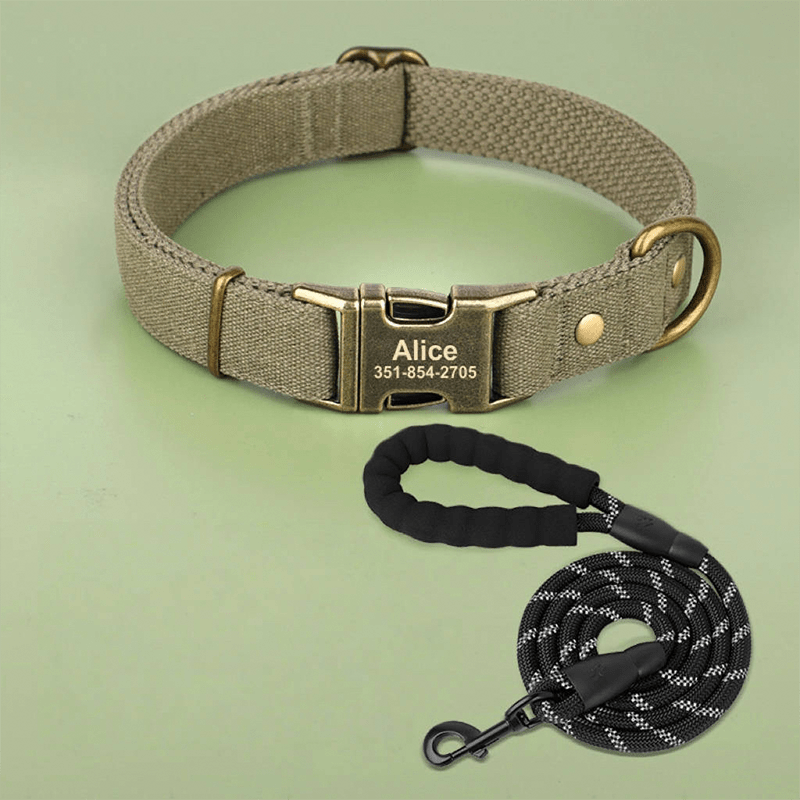 Customizable Dog Collar with ID Tag For Medium & Large Dogs - PIKAPIKA