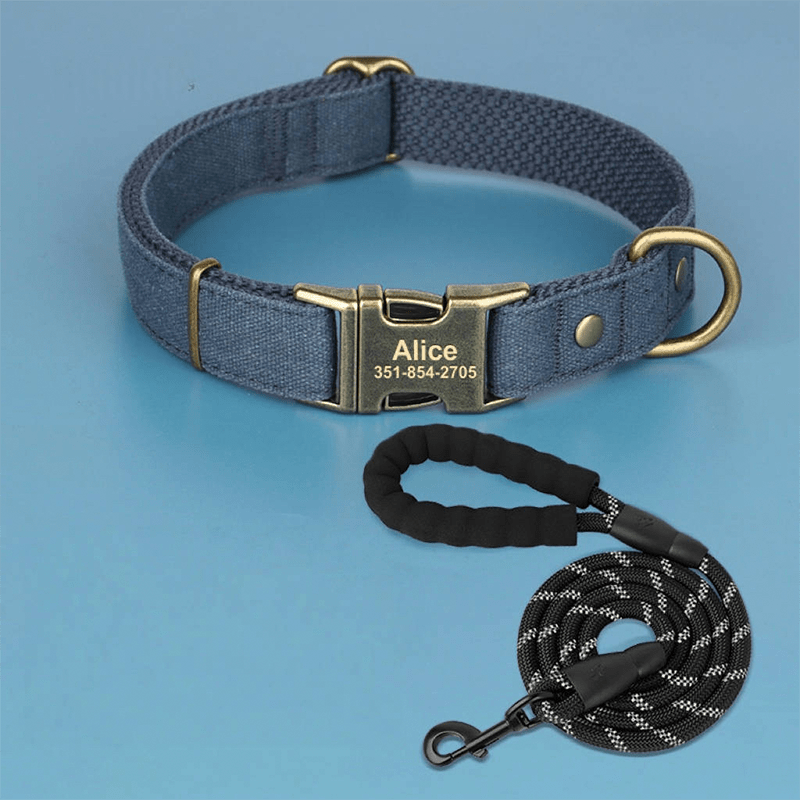 Customizable Dog Collar with ID Tag For Medium & Large Dogs - PIKAPIKA