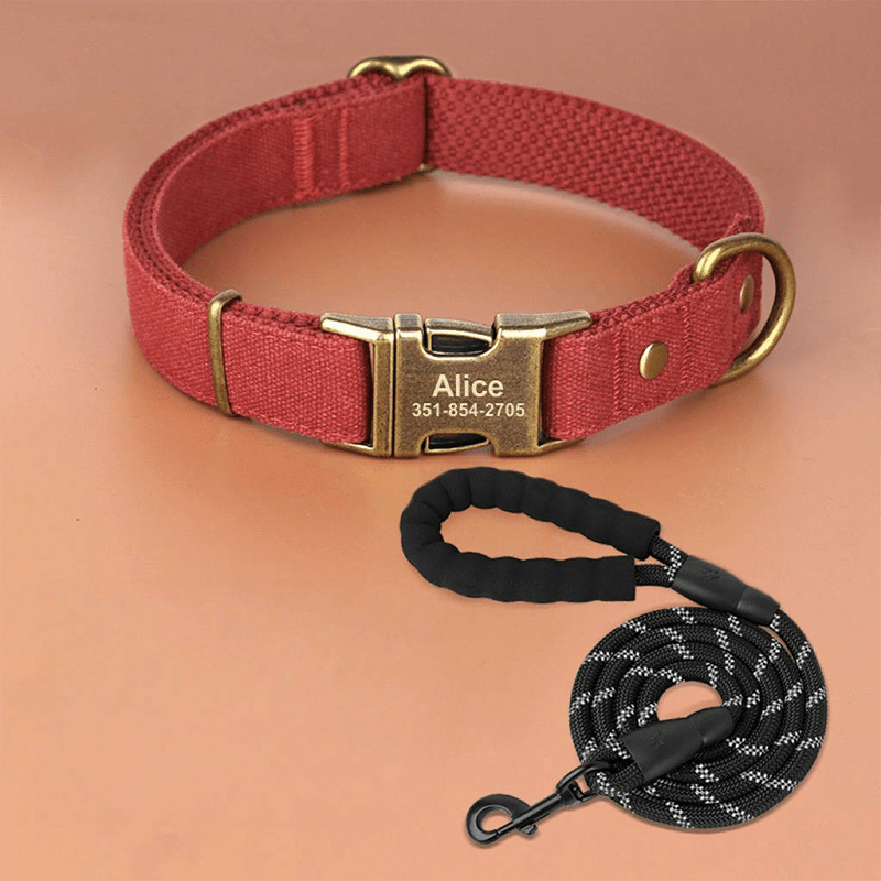 Customizable Dog Collar with ID Tag For Medium & Large Dogs - PIKAPIKA