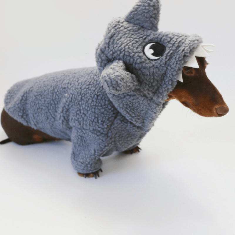 Dachshund Clothes Dog Baby Shark Costume Fleece Hoodie Coat - PIKAPIKA