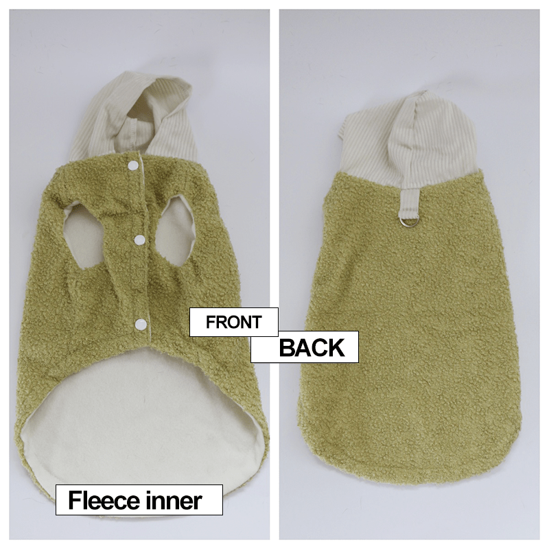 Dachshund Clothes Dog Hoodie Fleece Button Jacket Green - PIKAPIKA