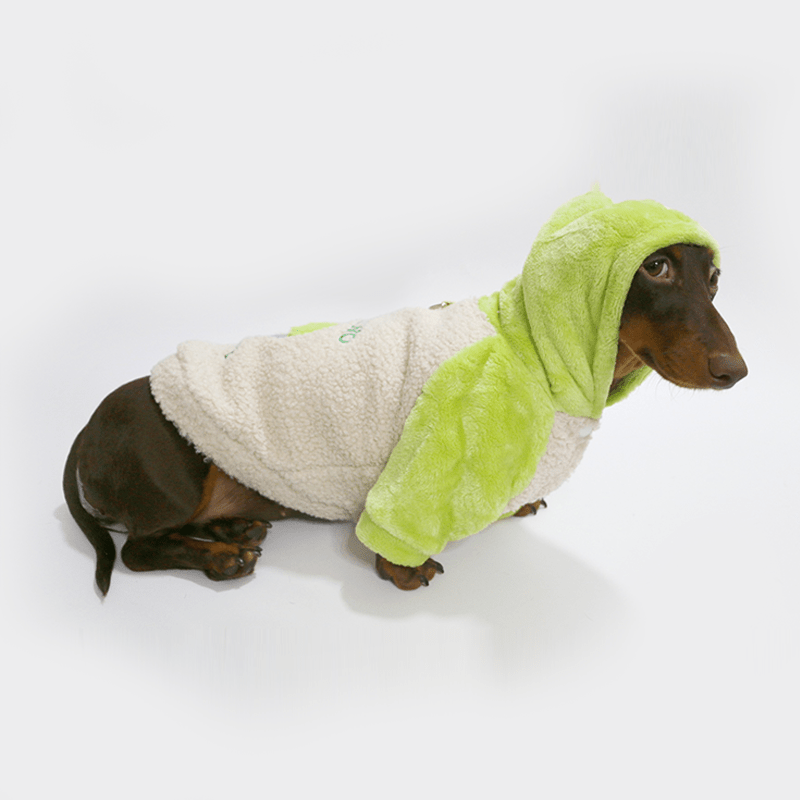 Dachshund Clothes Dog Hoodie Fleece Neon Green - PIKAPIKA