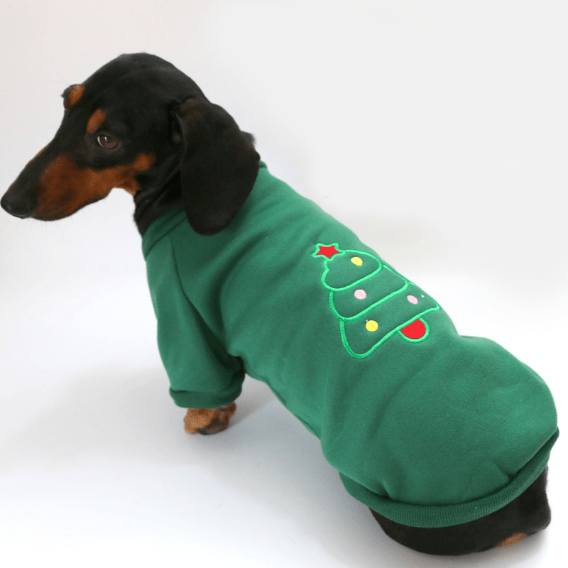 Dachshund Clothes Dog Hoodie Sweatshirt Christmas Costume Red Green - PIKAPIKA