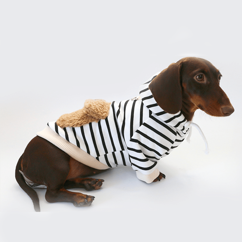 Dachshund Clothes Dog Hoodie Zebra Fleece Pocket with D - Ring - PIKAPIKA
